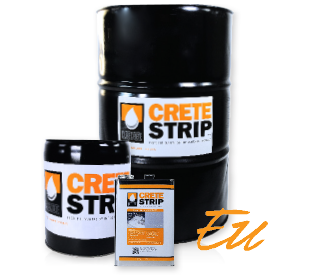 CreteStrip EU black 55-gallon drum, 5-gallon pail and 1 gallon container.